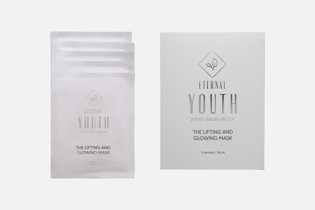 Омолаживающая маска AG для лица и шеи с эффектом  лифтинга и сияния Eternal Youth – 5 шт.